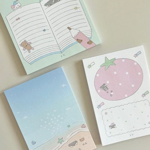 韩国正版nhee韩系盐系便签分装温柔可爱手帐素材装饰海滩番茄