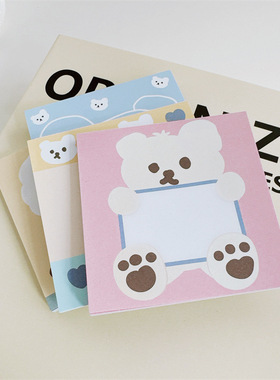 韩国平替 mazzzy可爱小熊整本便签本ins风涂鸦风韩系盐系手帐装饰