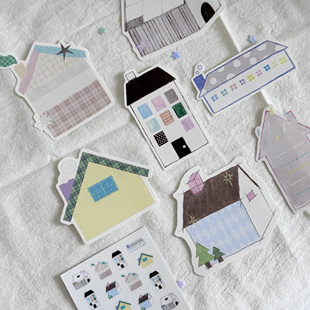 doggykiki可爱异形小房子便签分装韩系盐系手绘风手帐素材装饰