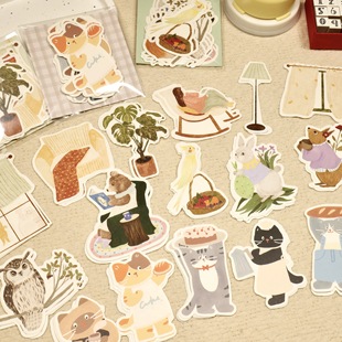 波粒boli异形森系便签分装可爱小动物韩系盐系手帐素材治愈系装饰