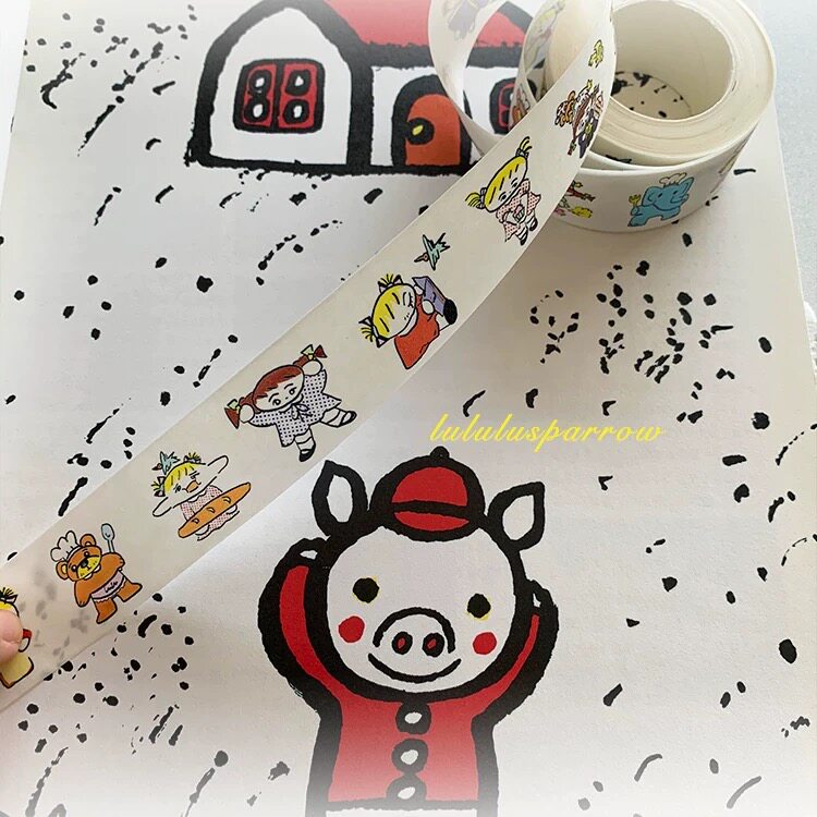 lululu sparrow可爱女孩胶带分装韩系盐系面包系列涂鸦古早风
