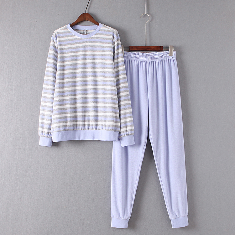 毛巾棉布春秋女睡衣家居套装外穿