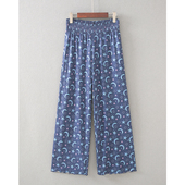 家居休闲加肥花色9分长睡裤 高腰宽松大码 女夏牛奶丝薄款 外贸一批