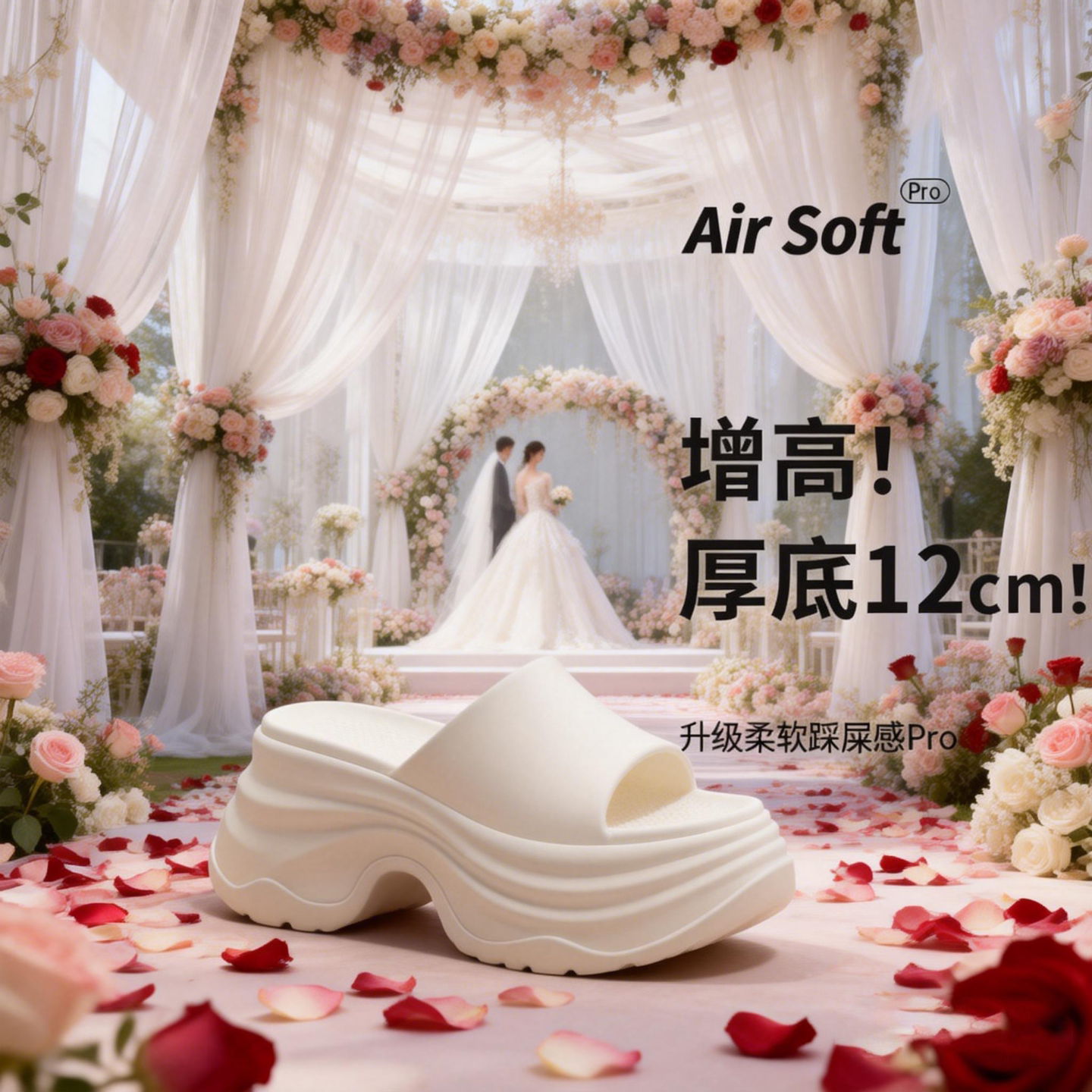 婚纱专用增高鞋2026新款洞洞鞋女防滑拍照神器拖鞋松糕鞋厚底婚鞋图片