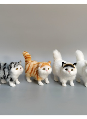 仿真灰猫摆件波斯猫工艺品