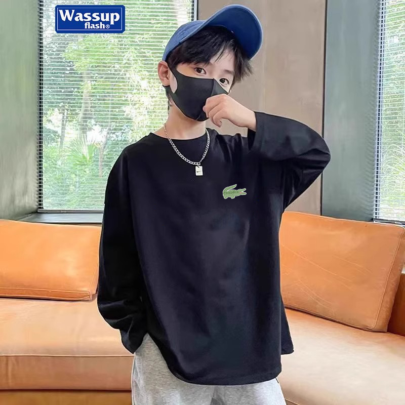 2025春秋新款男童长袖T恤史迪仔印花图案儿童打底衫宽松内搭上衣