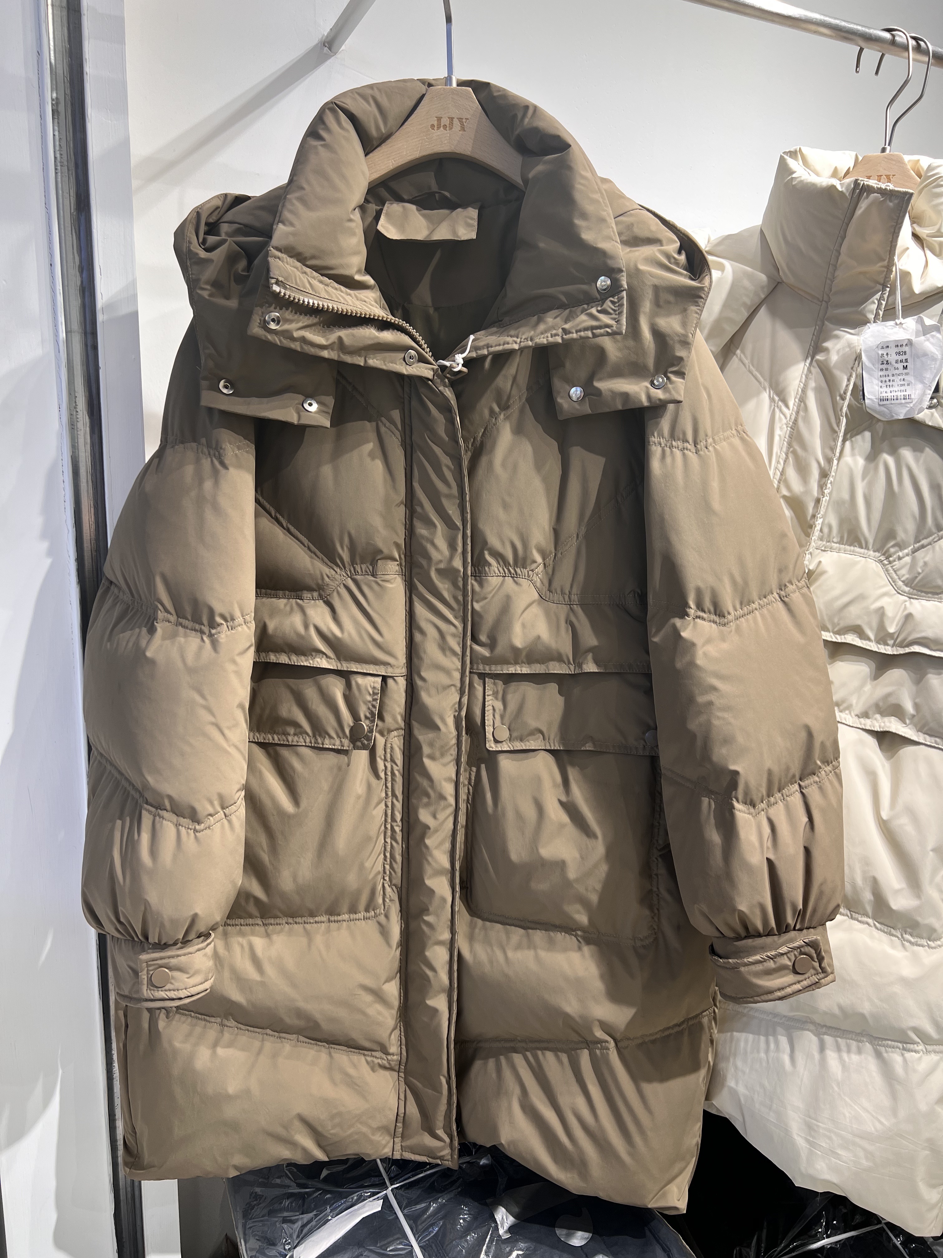 中长款连帽羽绒服女2023冬季新款韩版宽松休闲保暖加厚白鸭绒外套