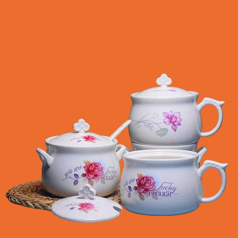 陶瓷单耳盐罐盖带孔家用辣椒油罐