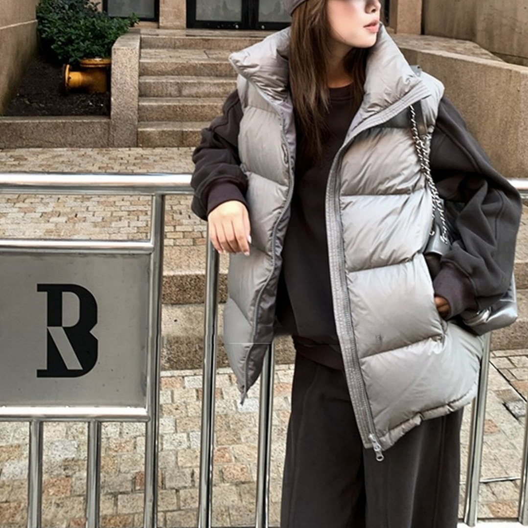 2025巨好看的灰色棉服马甲背心女款冬季新款外穿保暖坎肩马夹外套