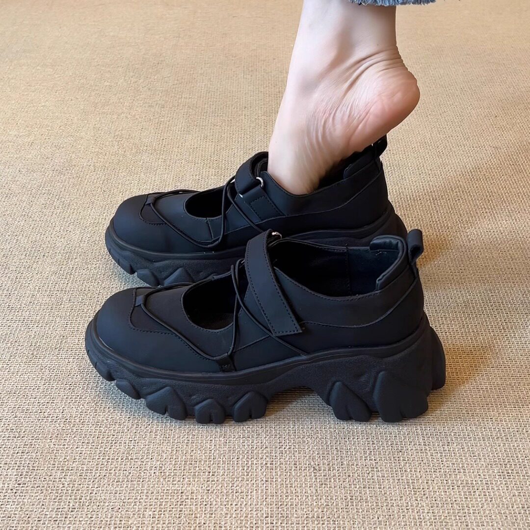 玛丽珍鞋运动风魔术贴交叉带