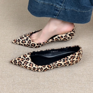 复古尖头浅口一脚蹬气质单鞋 豹纹坡跟鞋 7cm时尚 nnmiss·33