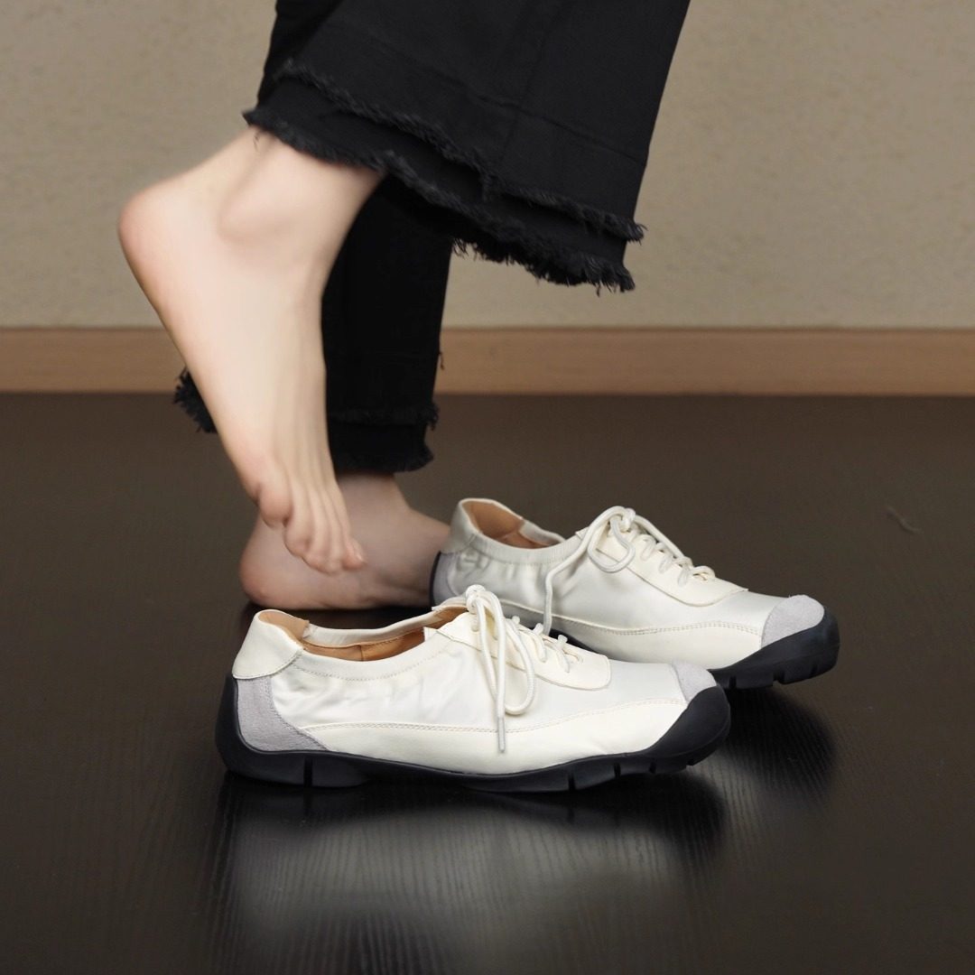 nnmiss/2.5cm日常休闲拼接运动底登山鞋简约百搭圆头系带舒适单鞋