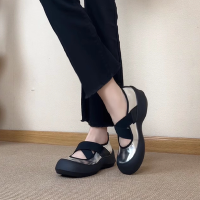 时尚交叉带厚底玛丽珍舒适单鞋