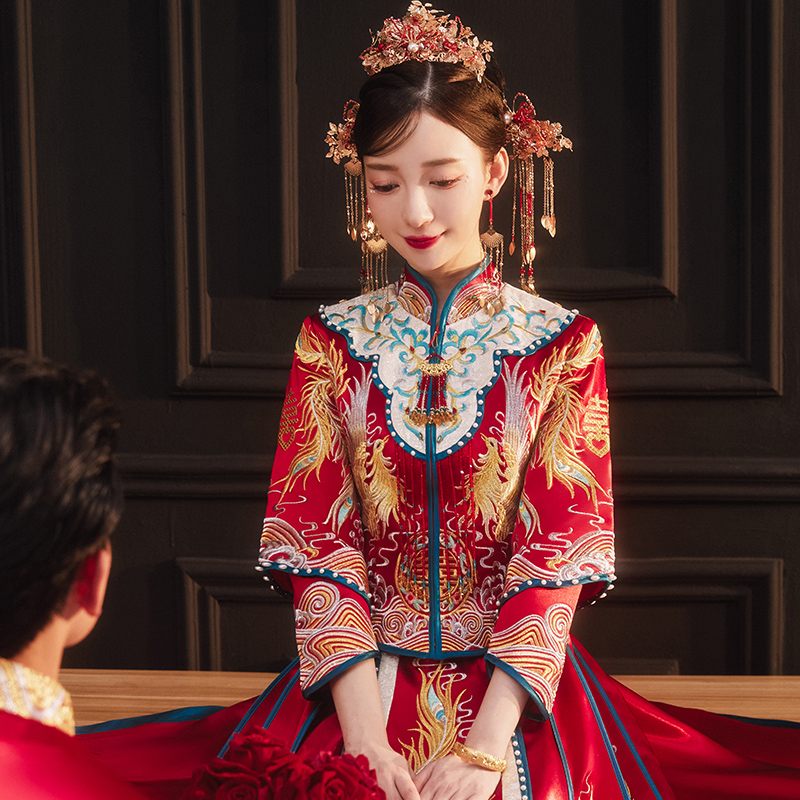 秀禾服新娘年新款中式婚纱礼服结婚嫁衣敬酒服高端龙凤褂秀和