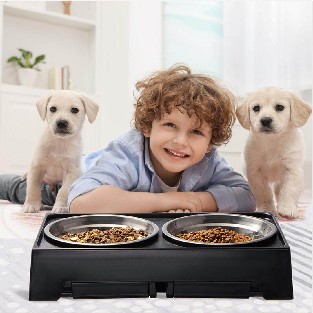 狗狗碗食盆大型犬高脚防打翻餐桌狗盆护颈双碗金毛宠物狗食盆饭盆