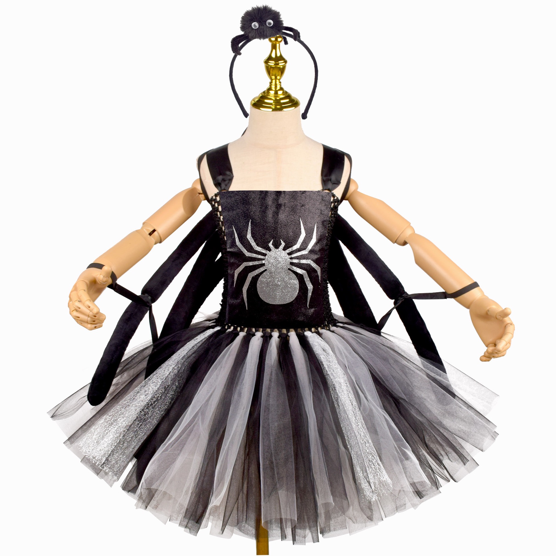 欧美儿童蜘蛛COS服装万圣派对角色装扮服蓬蓬裙吊带裙tutu裙套装