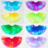 童裙女童彩虹蓬蓬短裙led灯光裙tutu裙网纱半身裙发光发电TED纱裙