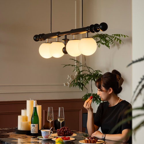 旭呈餐厅长条餐桌罗马柱造型吊灯