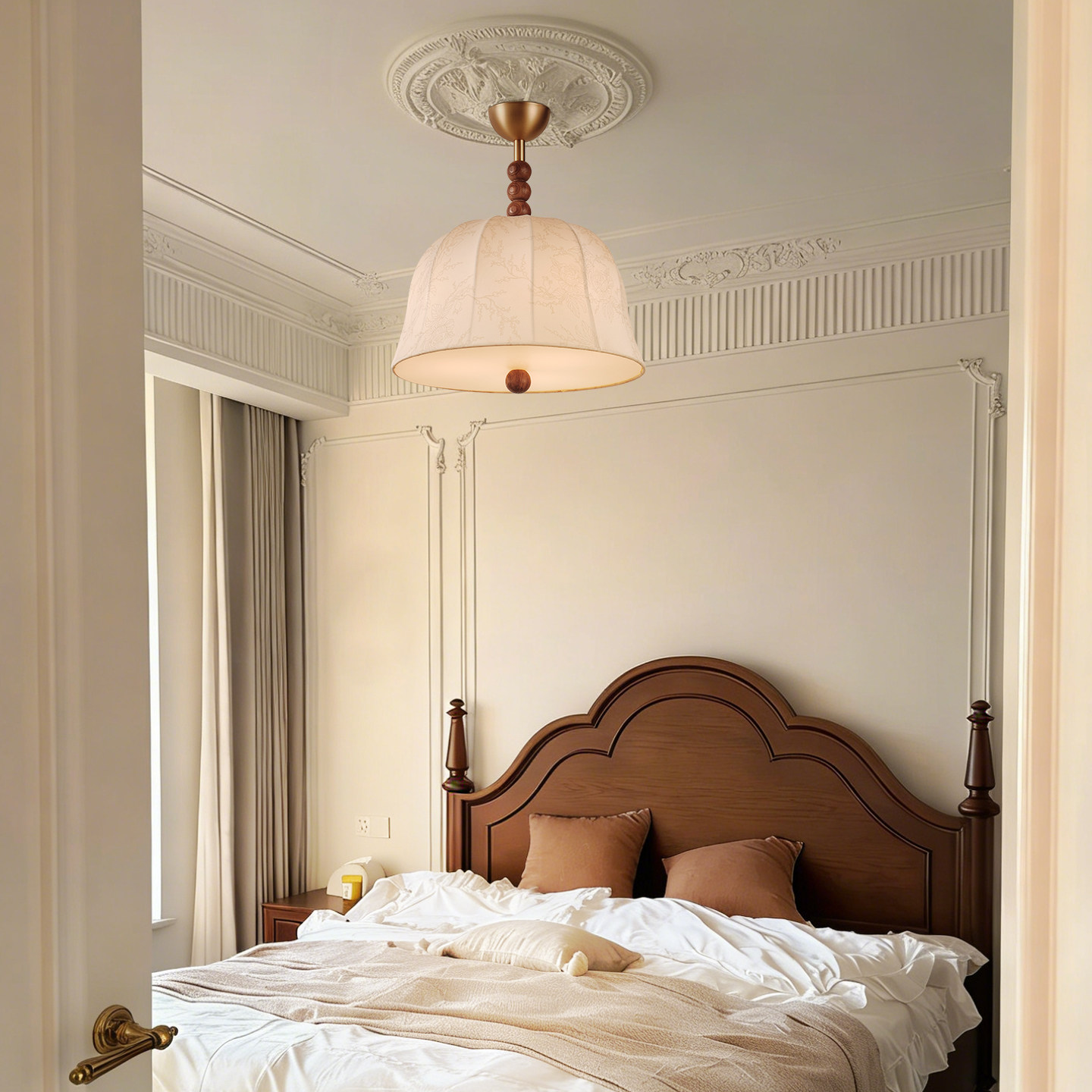 法式中古吸顶灯卧室主灯浪漫温馨南洋复古美式客厅书房灯布艺吊灯