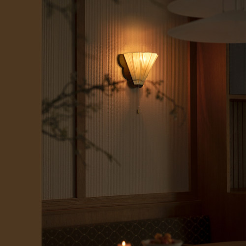 旭呈卧室床头布艺中古风壁灯