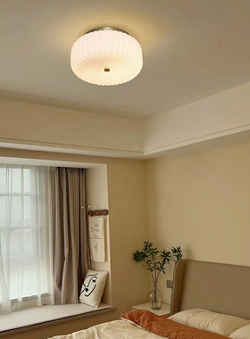 旭呈卧室吸顶灯现代简约复古轻奢风书房灯玄关次卧儿童房玻璃灯具