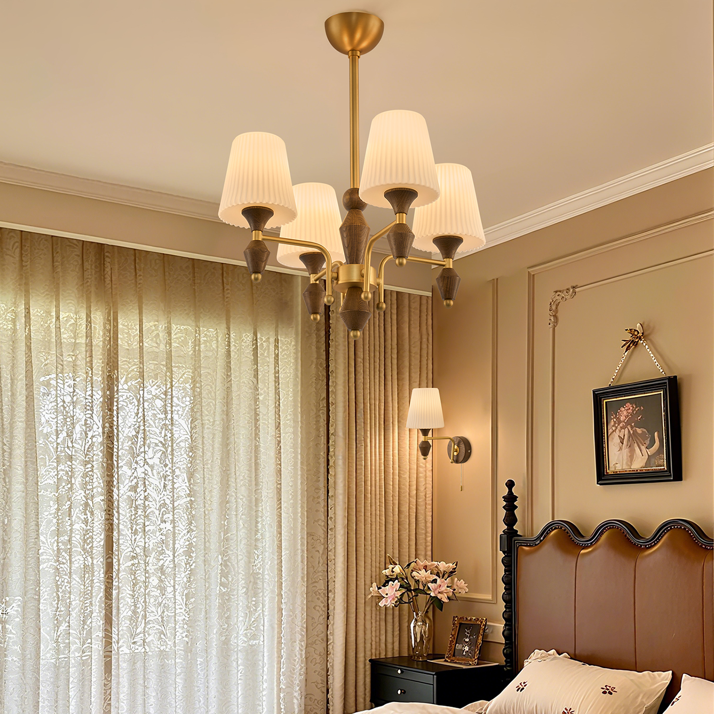 旭呈法式实木卧室灯设计师卧室灯