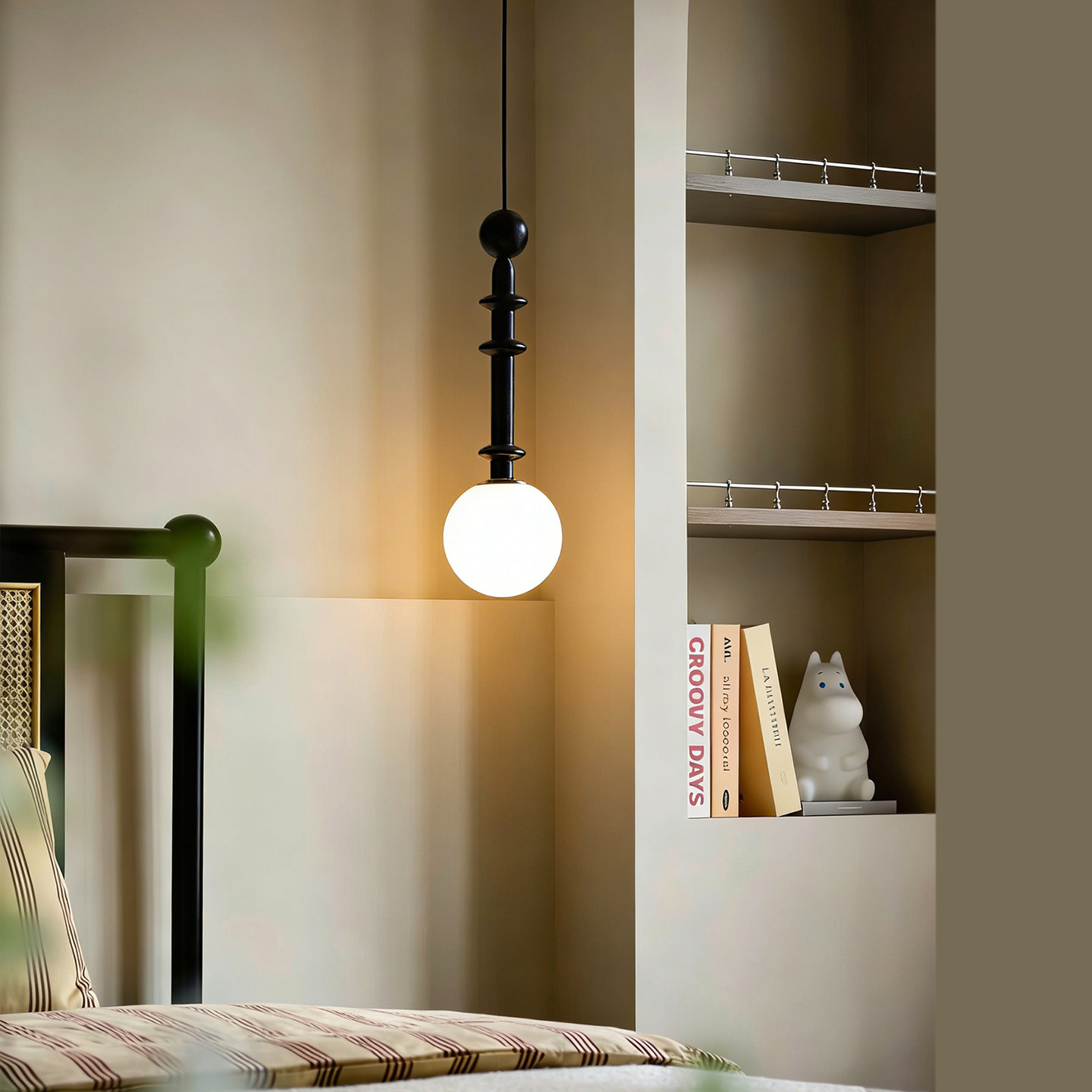 旭呈卧室床头小吊灯中古侘寂风法式复古设计师高级感吧台吊线灯具