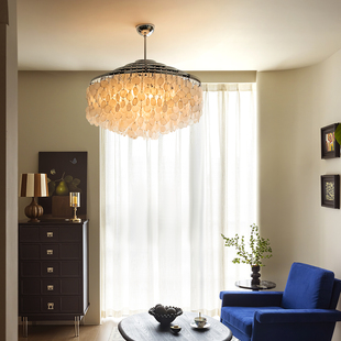 旭呈法式 奶油风贝壳灯客厅主灯卧室贝母吊灯包豪斯轻奢餐厅灯灯具