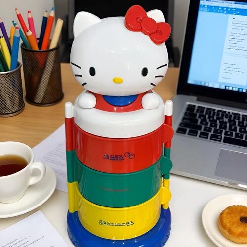 日本SHORPE网红中古可爱helloKitty旋转储钱罐桌面杂物收纳化妆架