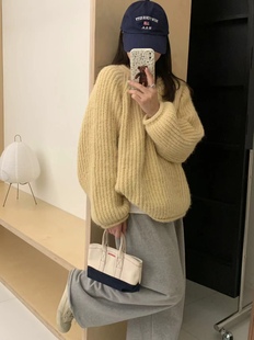 egg毛衣秋冬2024新款粗针高级感鸡蛋家韩系慵懒风加厚针织衫女