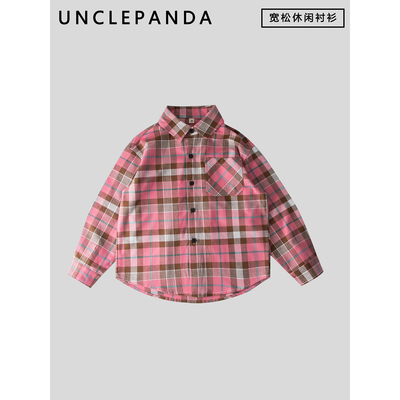 100%纯棉儿童衬衫男童女童格子
