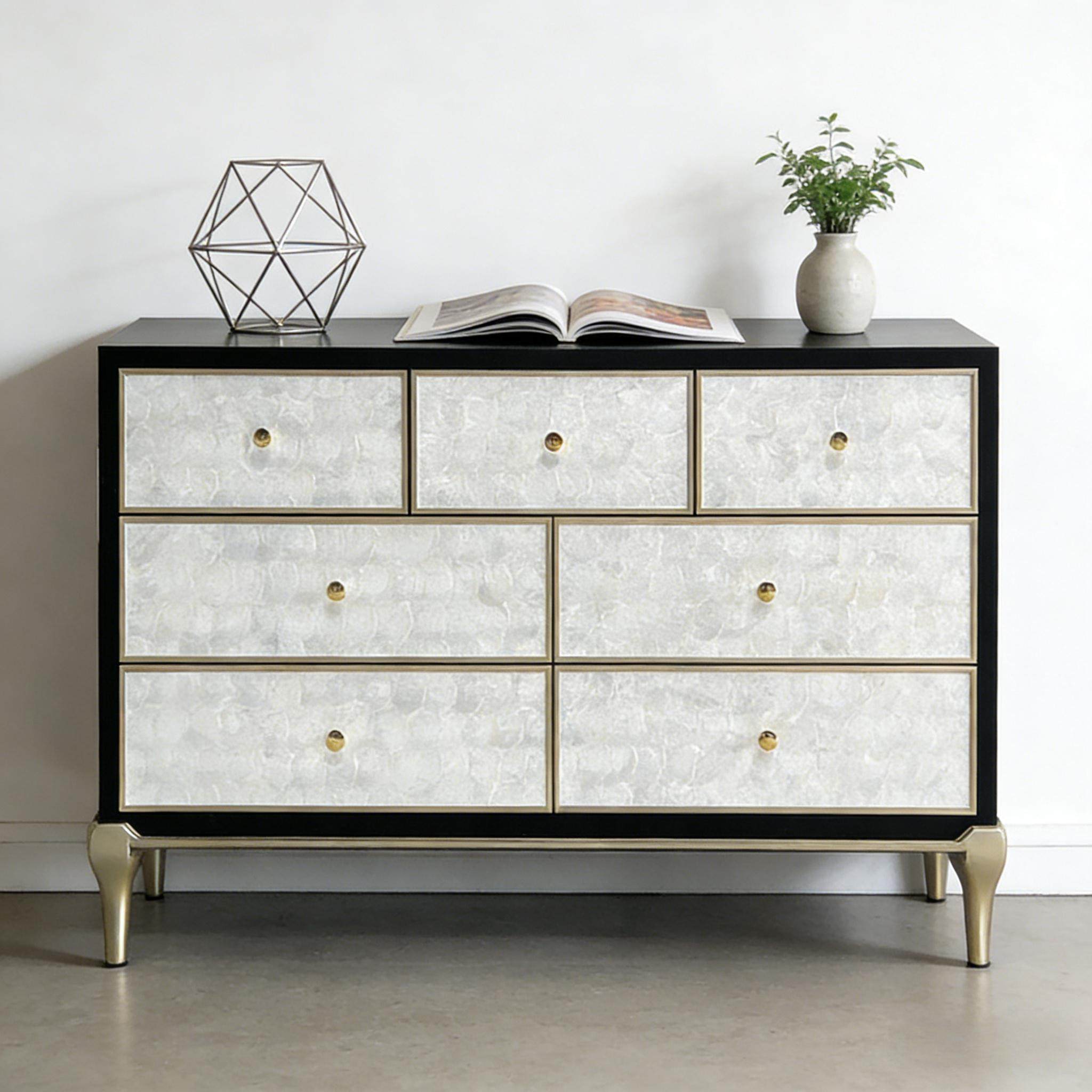 美式轻奢简约五斗柜客厅贝壳装饰七斗柜抽屉实木欧式卧室收纳斗橱