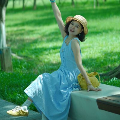 （星海微光）清新减龄文艺风精致感蕾丝花边法式收腰吊带连衣裙