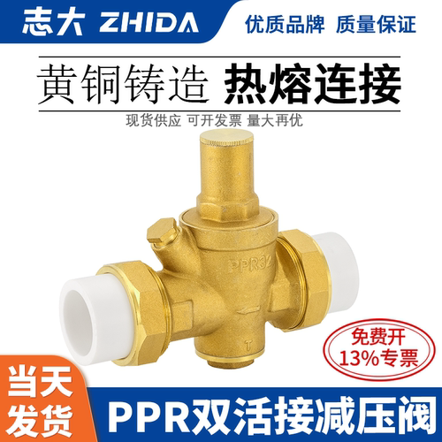 志大PPR双活接减压阀全铜