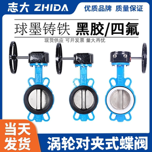 125 300 16手动涡轮对夹式 250 200 150 100 蝶阀DN65 D371X