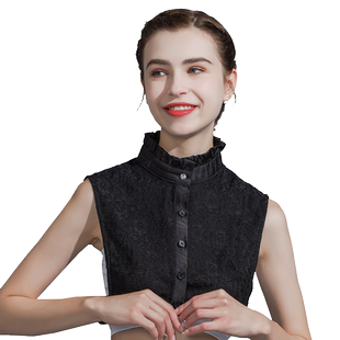 木耳边假领子女毛衣装饰荷叶边立领半身秋冬春打底蕾丝棉衬衣立领