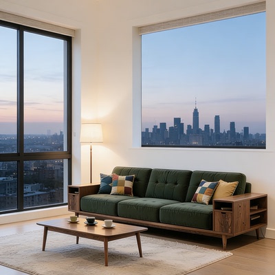 新中式北美黑胡桃木沙发布艺真皮现代简约直排高端实木客厅大户型