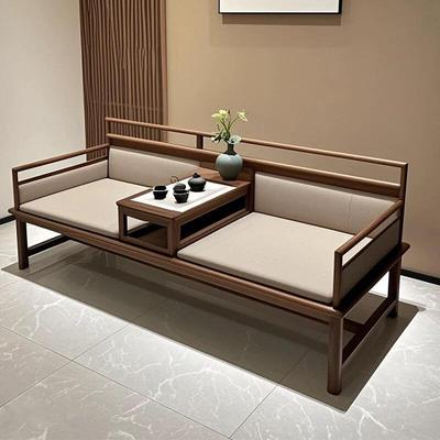 新中式禅意北美黑胡桃木罗汉床现代客厅实木贵妃榻简约沙发床家具