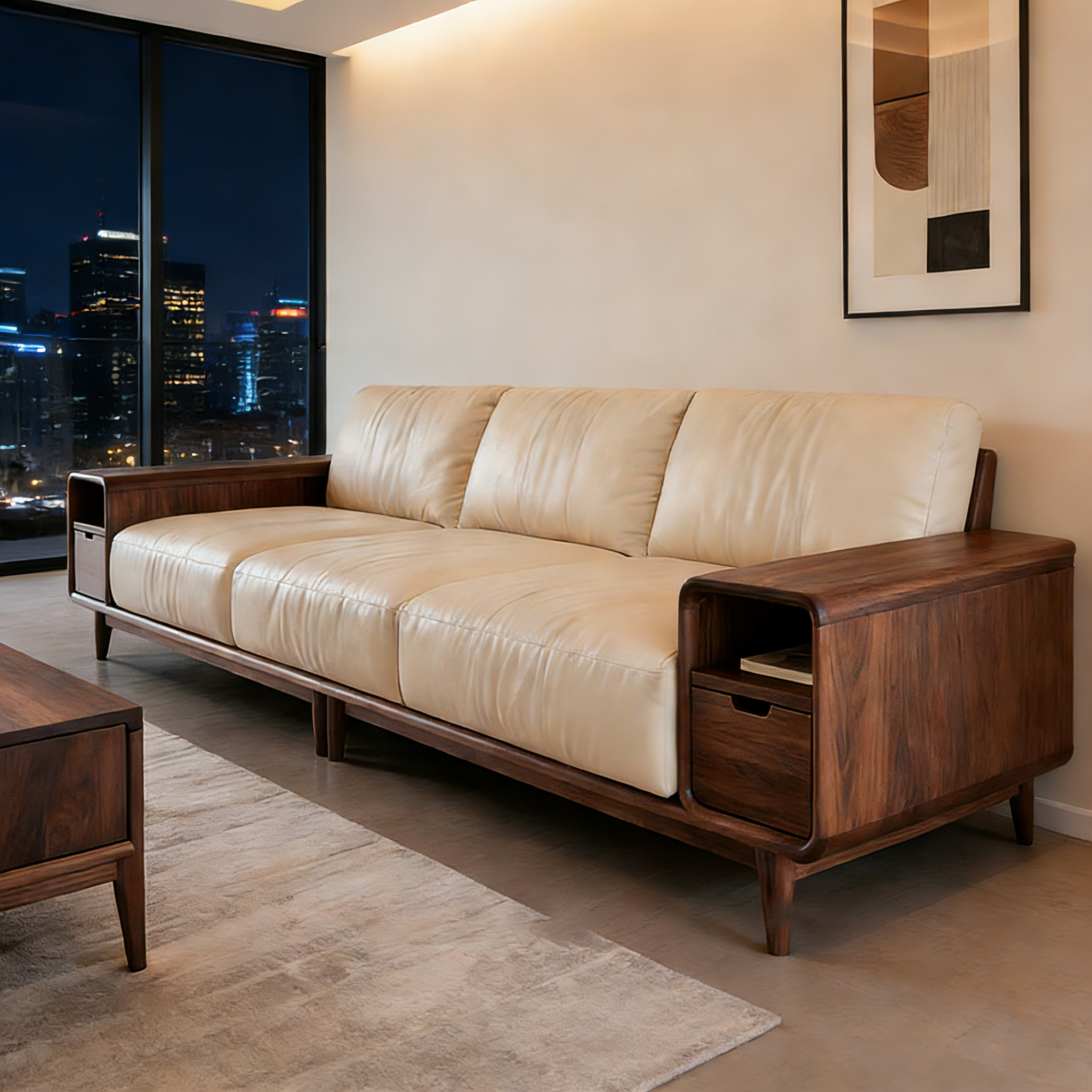 新中式实木沙发黑胡桃木直排带储物简约客厅沙发2026新款高级感,住宅家具,实木沙发,淘宝优惠券,粉丝福利购,淘宝优惠卷