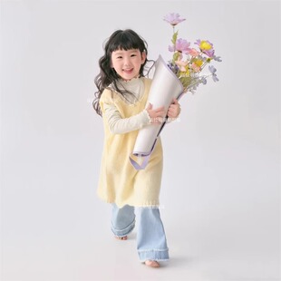 亲肤舒适女童针织连衣裙气质韩系小女孩甜美黄色休闲百搭背心裙洋