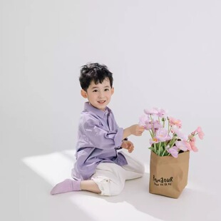 韩版儿童男女童设计宽松摄影服装衬衫休闲长裤套装亲肤长袖衣服潮