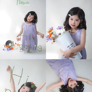 韩系童装女童小清新毛线针织背心裙摄影服装季新款毛衣无袖白裤子