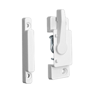 白色塑钢门窗月牙锁老式铝合金门锁搭扣移门平面勾锁推拉窗户锁扣