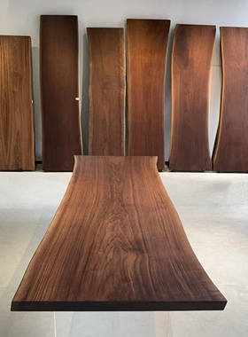 北美黑胡桃实木原木茶桌茶台巴花黑胡桃奥坎办公会议书餐桌画案