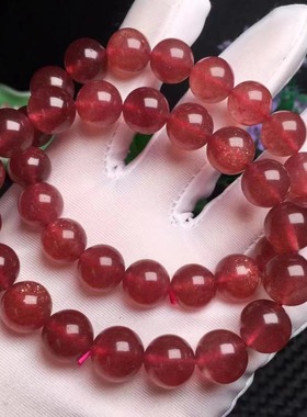 天然 草莓晶手链 女款单圈红水晶手串饰品 约11-11.5毫米