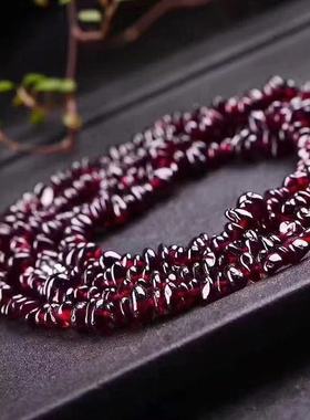 天然石榴石珠子diy手工酒红色石榴石碎石不规则原石原创设计礼物