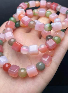 天然 盐源玛瑙 方糖 约9mm左右手串 手链时尚饰品男女情侣礼物