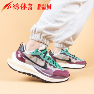 黄绿跑鞋 Sacai联名酒红 小鸿体育Nike DD3035 Vaporwaffle 200