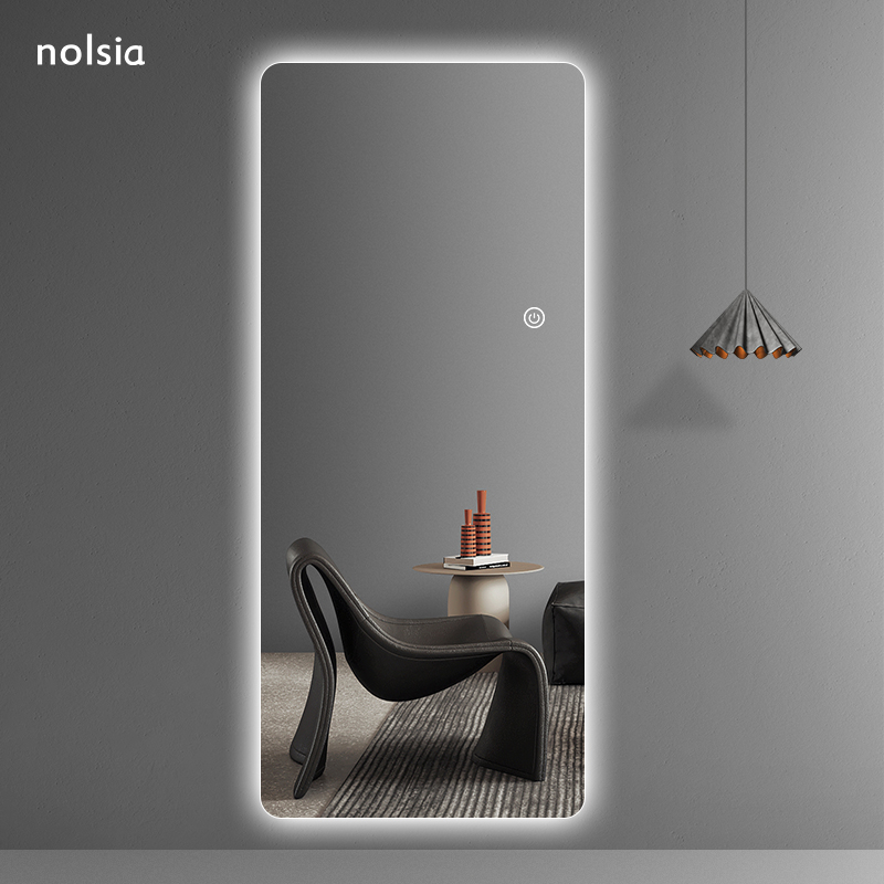 轻奢风led圆角悬挂背光穿衣镜