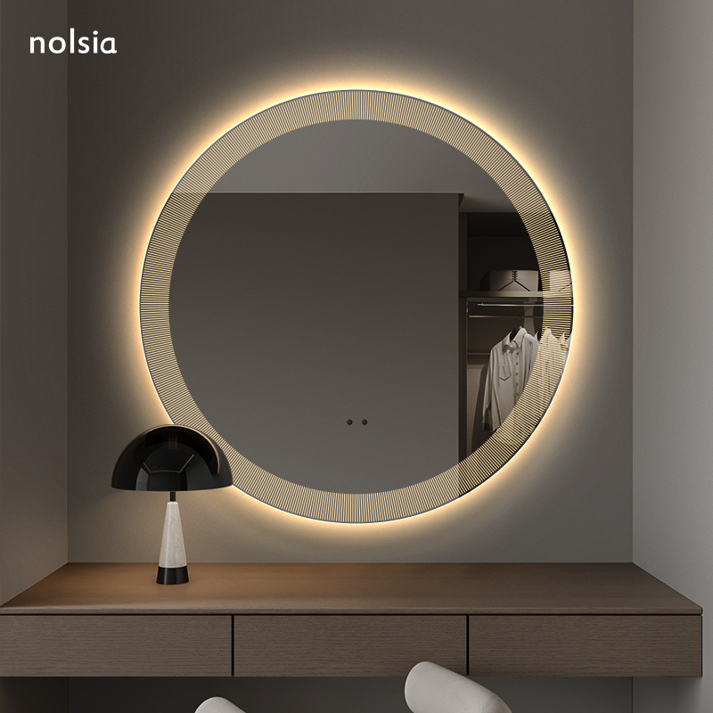 圆形智能化妆镜子带灯